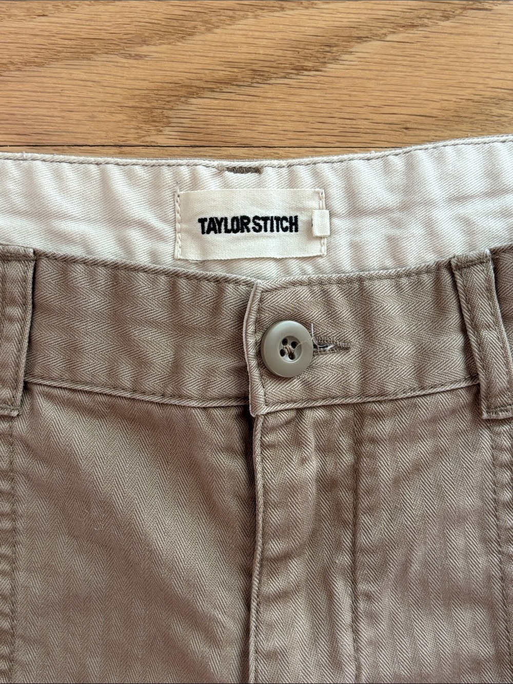 Taylor Stitch Men’s Size 33 The Trail Short Khaki Herringbone Utility Fatigue - Picture 4 of 7
